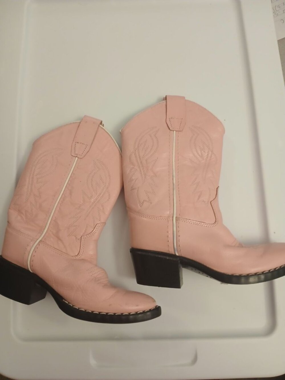Old West Leather Upper Pink Girls Boots